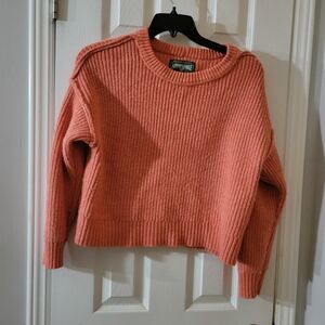 American Eagle Outfitters Coral Ribbed Crewneck Sweater